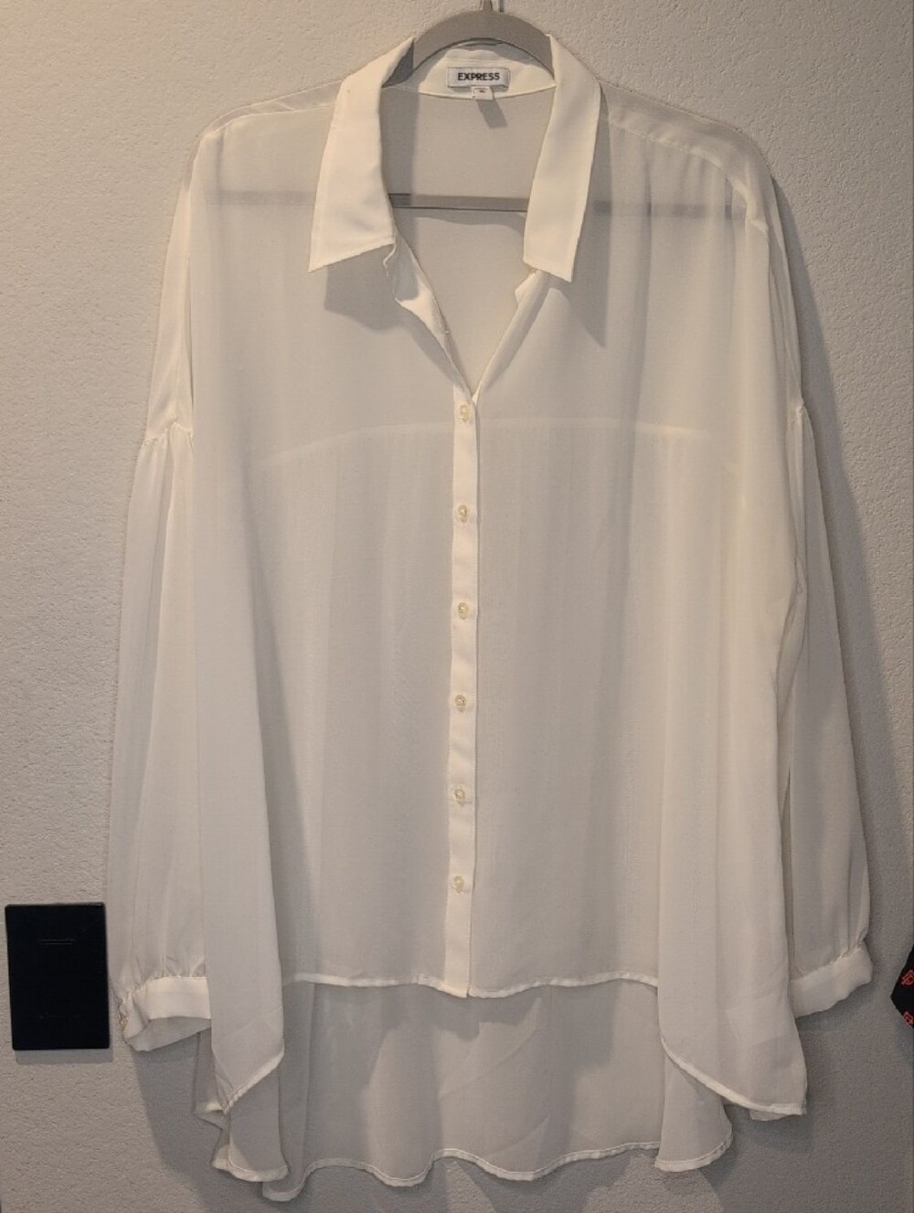 Express White Sheer Button-Front Tunic